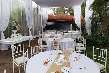 Mesas redondas y sillas tifany